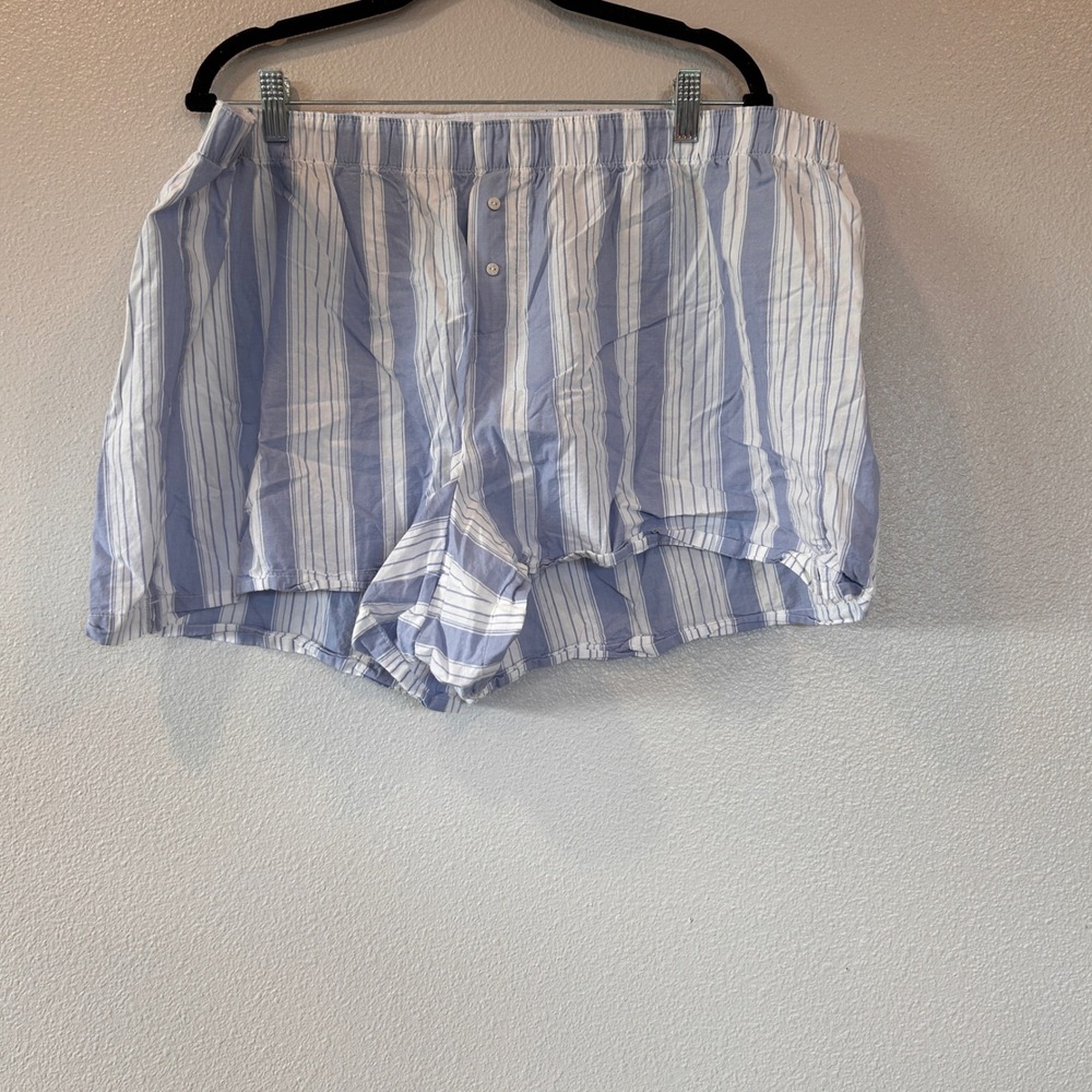 GapBody Blue White Striped Pajama‎ Shorts XXL 100% Cotton Loungewear Relaxed Fit